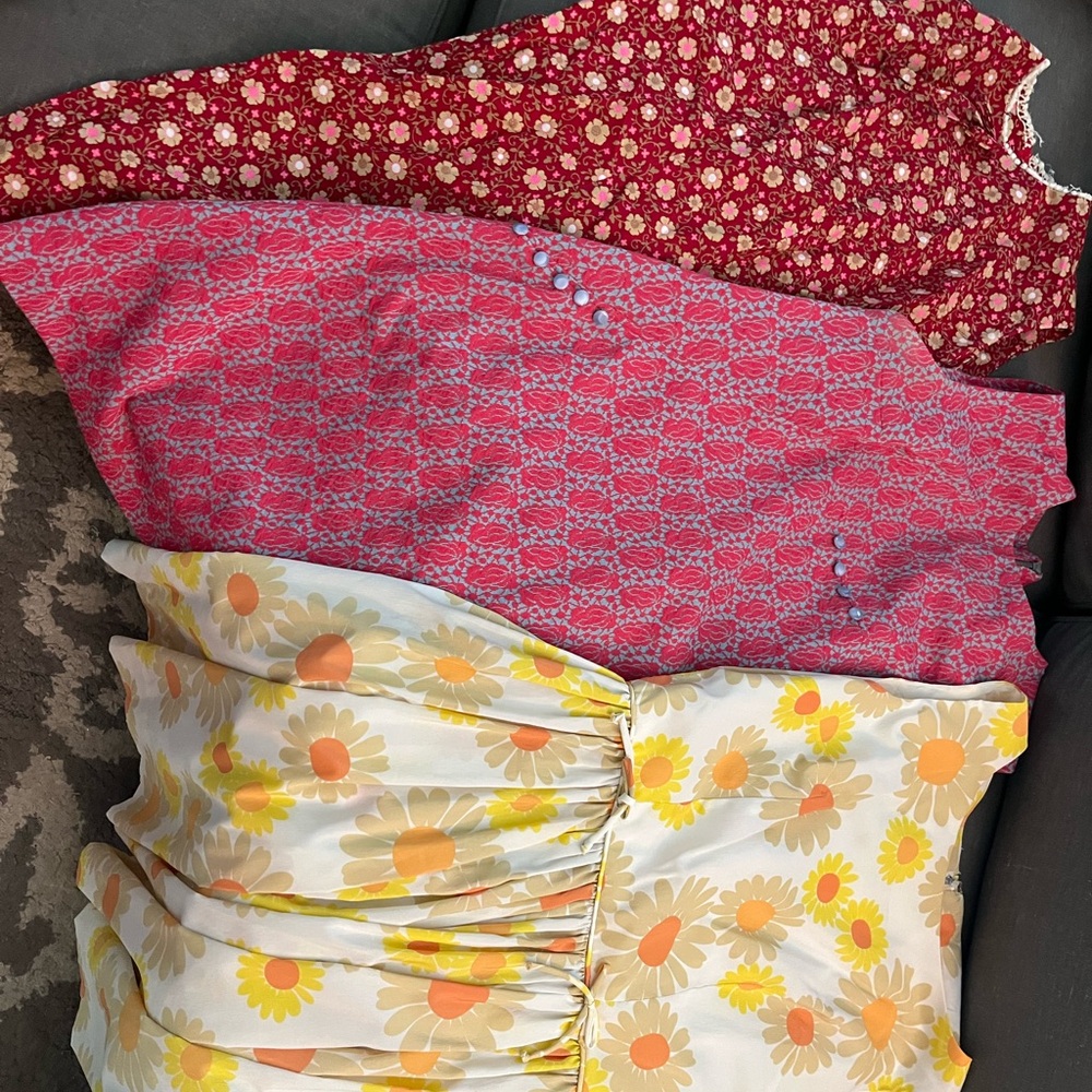 Vintage Floral and Geometric Patterned Dresses